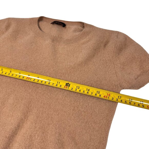 Quince 100% Mongolian Cashmere Crop Sweater Sz M Short Sleeve Tan Minimalist - Picture 7 of 8